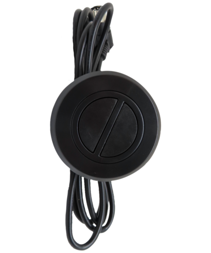 Switch 2 Button Round Black. Relay-free Ctrl, Straight cable and 90° 5 pin/4 wire terminal, 5' cable. Works with Okin, Dewert & Limoss Linear Actuator Motor