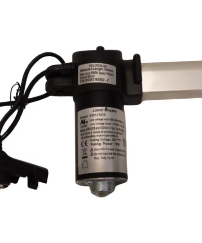 KDYJT018-145 Kaidi Linear Actuator Motor. Specs: Stroke 50mm, Max Load 1000N, Speed 18mm/s, Rating Voltage 29V, Rating Power 75W, Max Duty Cycle 2min ON and 18min OFF (10%)