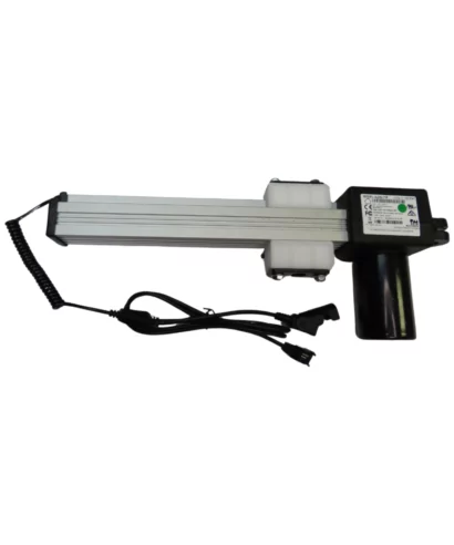 JLDQ.11.156.204F Genuine Okin linear Actuator. Specs: Max. load 15000N, Speed 24mm/s, Stroke 204mm, Power Rating 24V 50W, Duty cycle 1 min ON/8min OFF