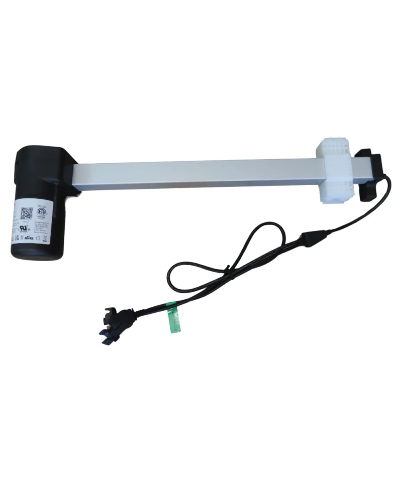 3MR134-329EL Emomo Linear Actuator Motor Assembly. Specs: DC 29V – 2A, Load 1000N (Push), Speed 41 mm/s, Duty Cycle – 1 min ON/8 min OFF