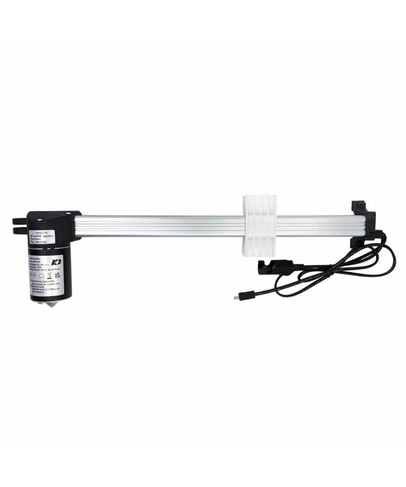 KDYJT013-110 Kaidi Linear Actuator Motor. Specs: Max Load – 800N, Speed – 36mm/s, Stroke – 330mm, Rated Voltage – DC 29V, Rated Input – 75W