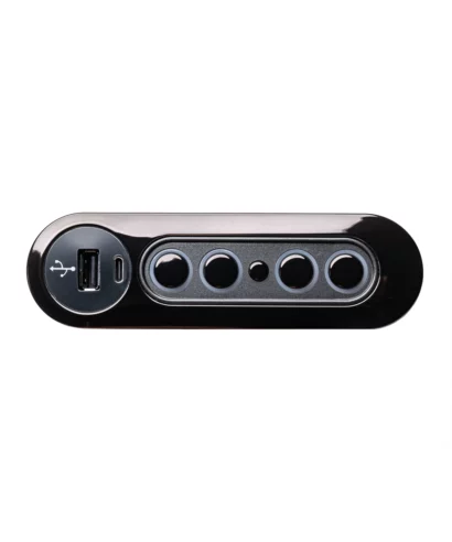 AC108-2MA-2UQ01 Mulin Recliner Replacement Switch 5-Button USB. Features, Input: 29V 2A, Output: USB DC 18W, Dimensions: 4.9''L x 1.8''W x 2''H, Cable Connector: Male: 5 pin, Color: Silver, Home Button: Yes