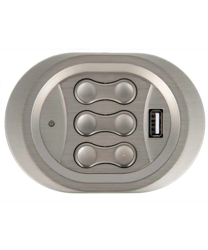 KDH166A-003 Kaidi 6-Button 8-Pin Switch with USB. Features: 6-button control: Operates motion furniture with 3 linear actuator, 8-pin male plug, USB: 5V/2A output