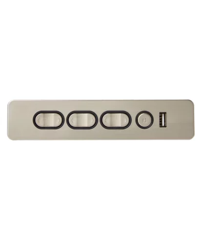 R22231010101 RMT 7-Button Recliner Switch with USB & 3-Plugs. This switch features 7 buttons, and three 5 pin male plugs, suitable for three motor power recliner or lift chairs.