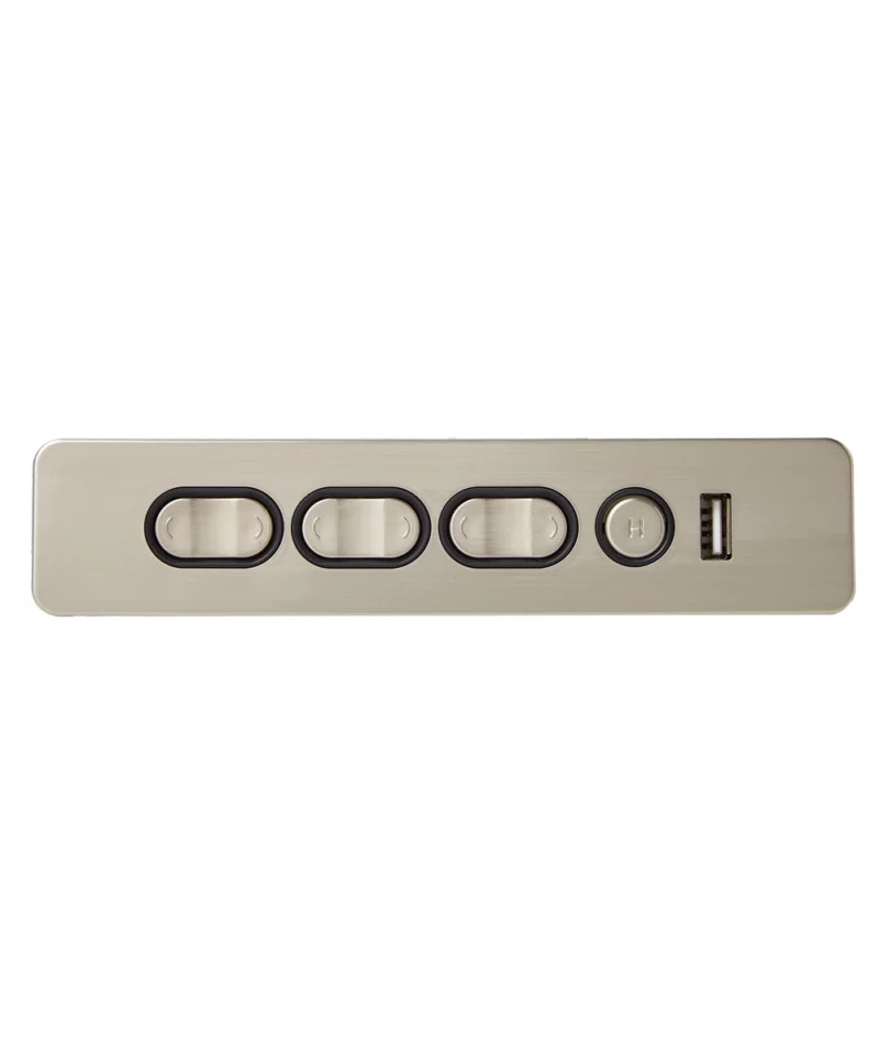 R22231010101 RMT 7-Button Recliner Switch with USB & 3-Plugs. This switch features 7 buttons, and three 5 pin male plugs, suitable for three motor power recliner or lift chairs.