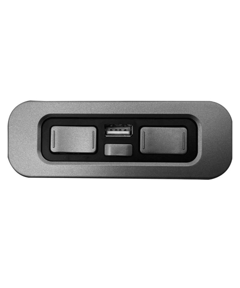JLDK.15.08.01 Okin 5-Button Recliner Switch with USB Port. 5 Buttons: operates 2 linear actuator motors, 2* 5 pin round plugs, Rated voltage: DC 24V 2A, USB port voltage: 5V 2A