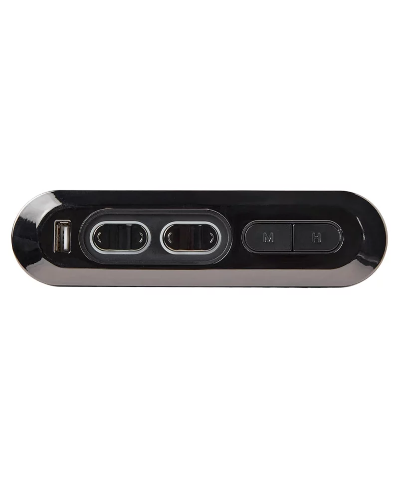 This 6-button switch, designed for power recliners and lift chairs with two linear actuator motors, controls the up/down movement of the chair and the backward/forward movement of the head cushion