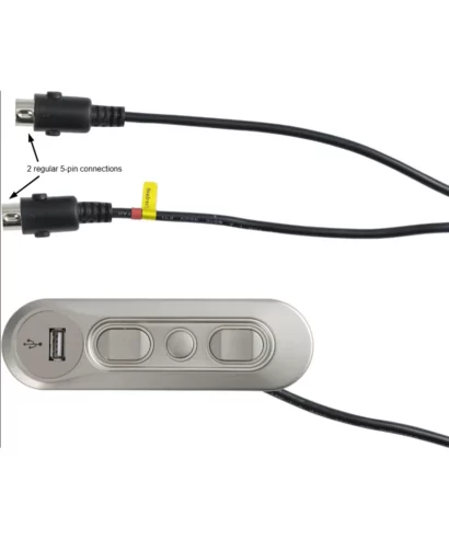 KDH127H-001 5-Button 2x 5-pin connections Power Recliner Replacement. Feature 2x 5-pin male connections to operate the power headrest & power recline motors