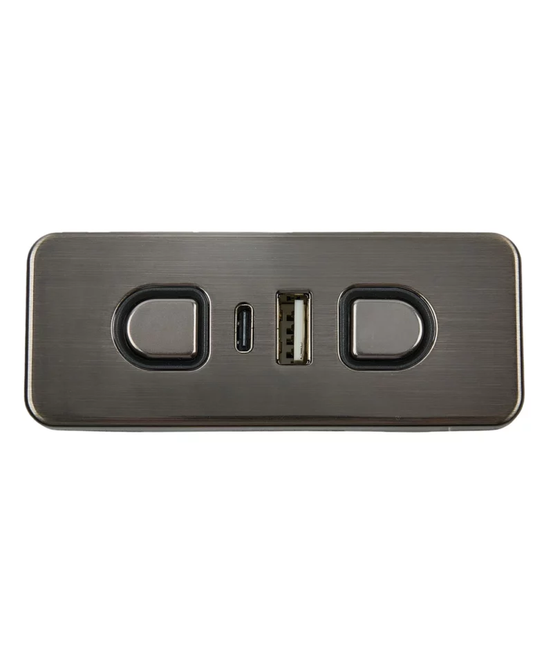 WPS2C10070 2-Button 5-Pin Dual Recliner Switch USB & Type C. Specs: Manufacturer Number: 23300290X000, Rated Voltage: 29V 2A, USB port output: 5V 2.1A
