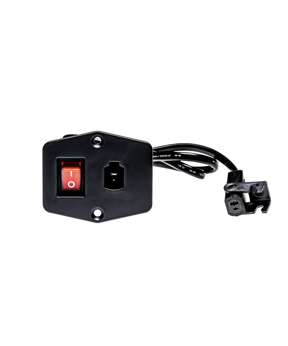 TC194PWER-A EMOMO E50H replacement socket switch with 2‑pin female connector, 29V 2A. Includes 1.5 m cable and on/off button. Matte black plastic—easy install.