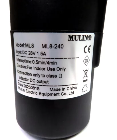 ML8-240 Mulin Linear Actuator Motor Replacement for Recliner. Specs, Input: DC 28V – 1.5A, Interuptime: 0.5min/4min, Connection only to class II
