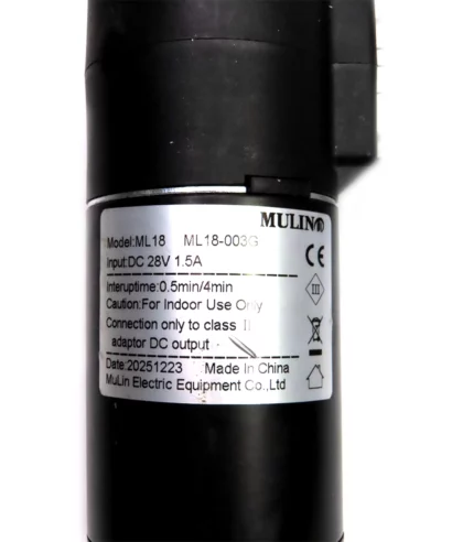 ML18-003G Mulin Linear Actuator Motor for Recliner & Lift Chair. Specs: Input: DC 28V 1.5A, Interuptime: 0.5min/4min, Conection only to class II
