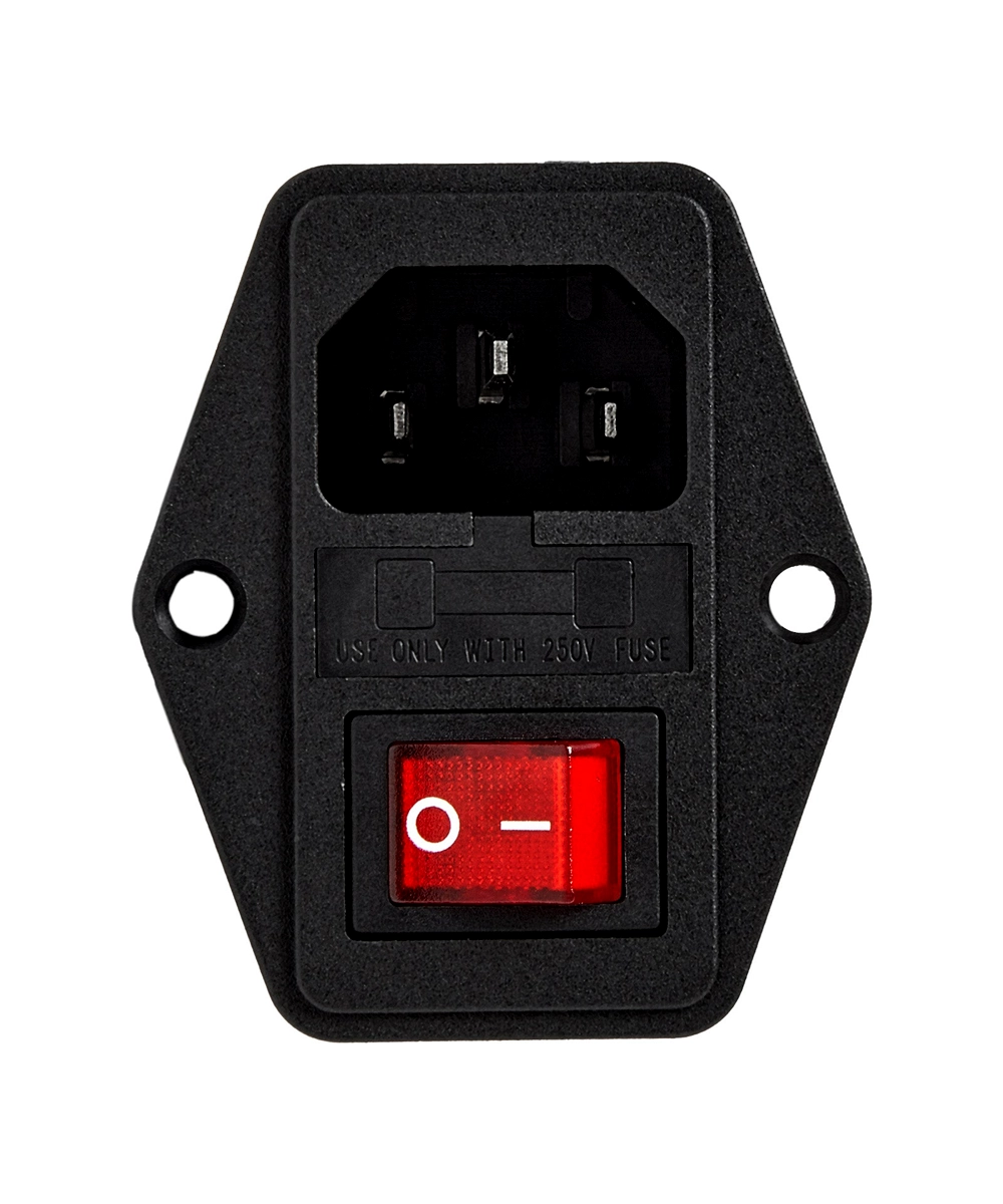 TC198PWER-A MLCZ002 3-Prong AC Power Socket with Switch for Recliners. Includes built-in switch, fuse for surge protection, and 3-prong input