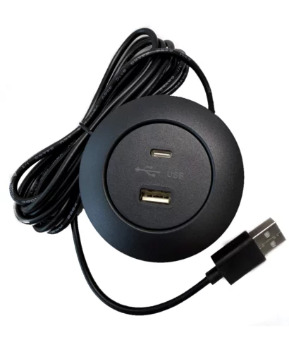 Recessed USB & USB-C Charging Port with USB Connection Style. For desks, nightstands & cabinetry. Charge 2 devices at once. Easy flush-mount install