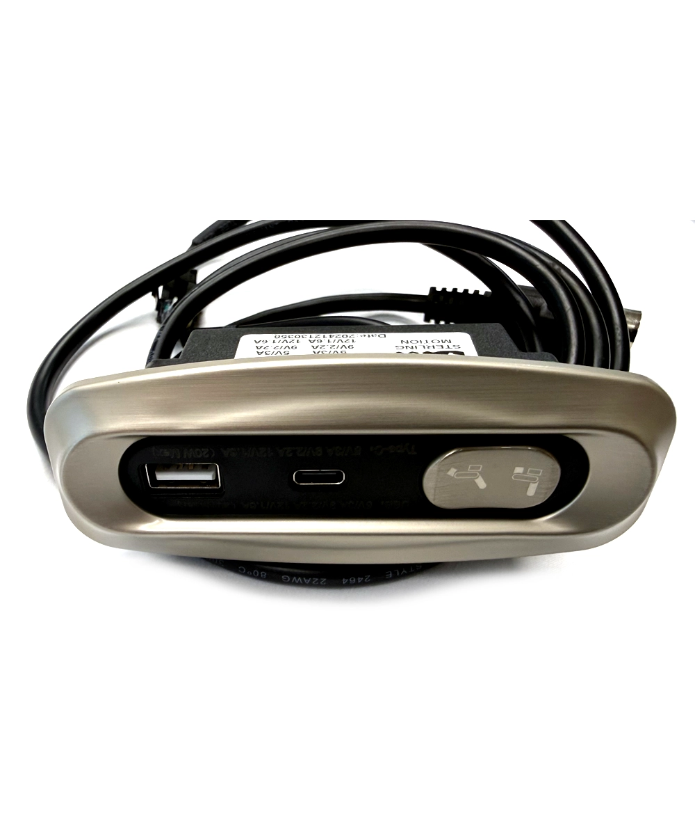 TC1018SWTH-A SMT-S21402 2-Button Recliner Switch with USB-C Fast Charging. Features fast USB and USB-C charging (up to 20W), dual controls, and a 5-pin plug
